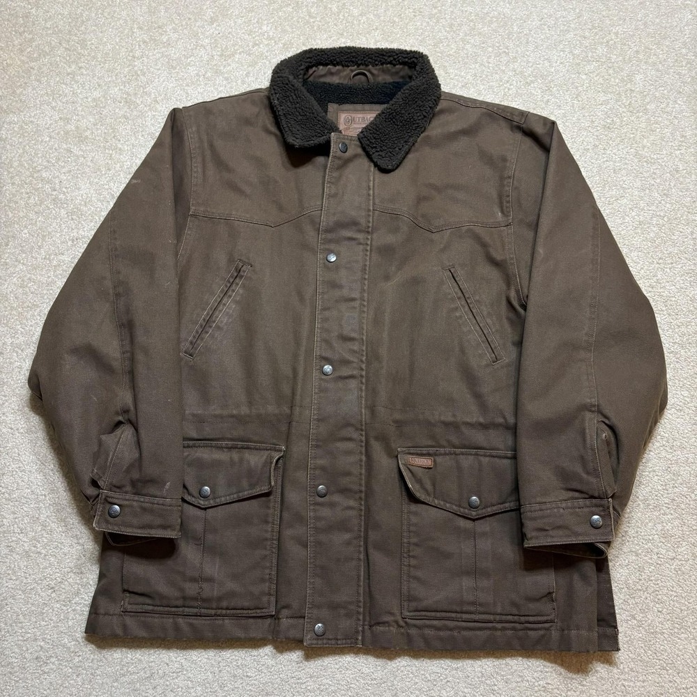 Outback Trading Co Foreman Jacket Mens XL Brown Canvas Lined Western Workwear